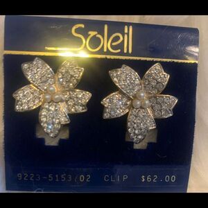 Vintage 18K Gold Plated Signed Soleil Clip Earring